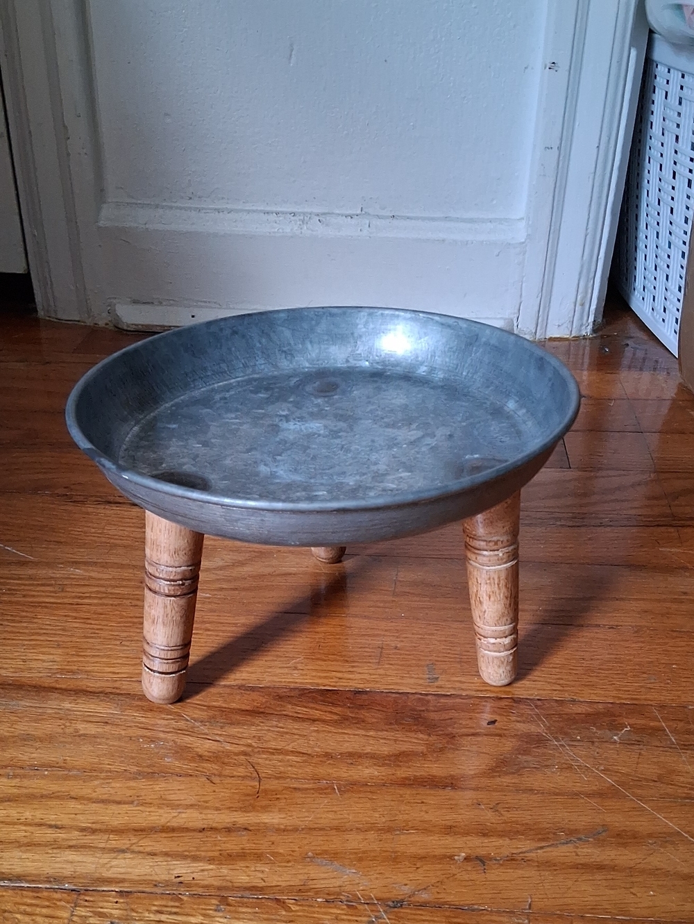 Metal Plant Stand/ Riser Wooden Stand - Gray